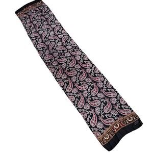 ECHO for Club 7 silk scarf long rectangle vintage 90’s black red gold paisley
